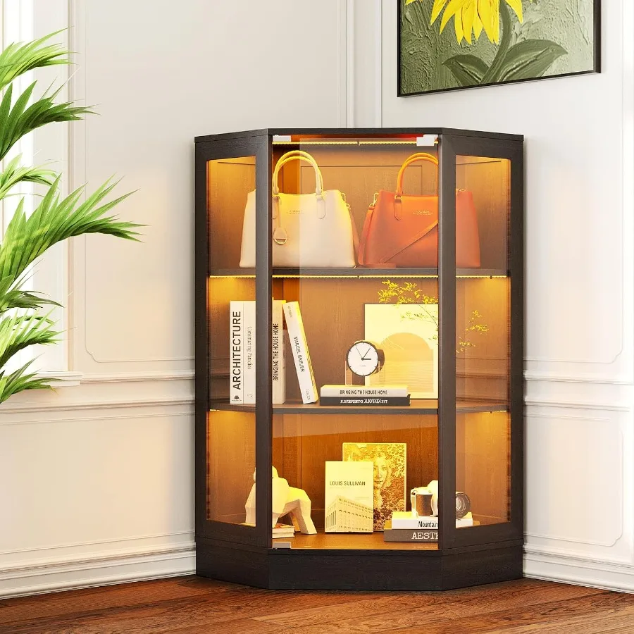 Lighting - Corner display cabinet with glass doors