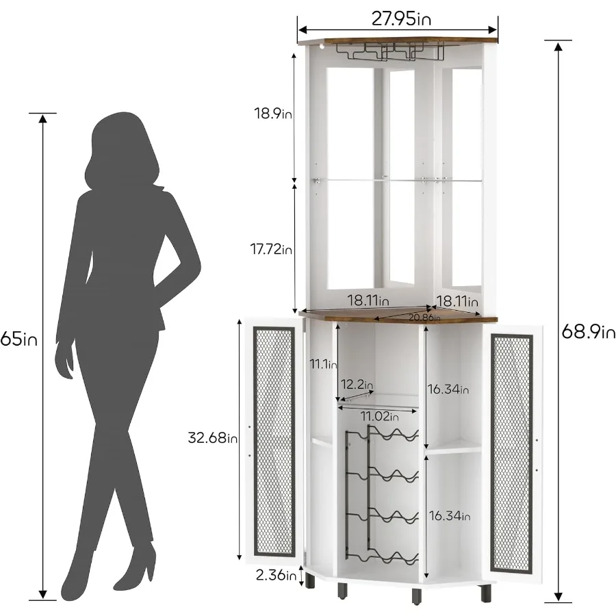 68.9 Tall Corner Bar Cabinet f - Lighting review and price