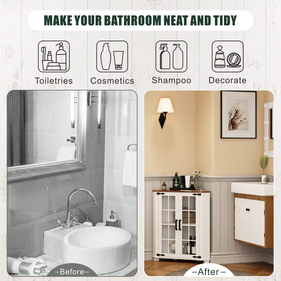 Farmhouse Cabinet With LED Lig - Storage & Organization review and price