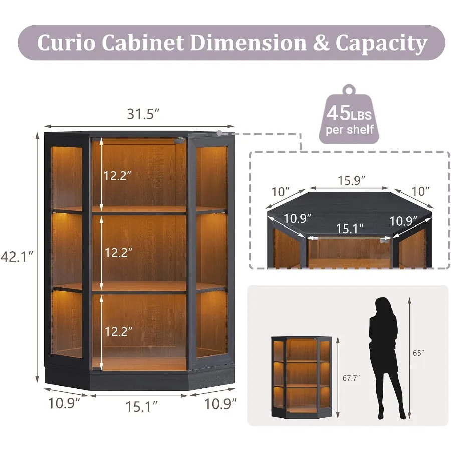 Corner display cabinet with gl - Lighting review and price